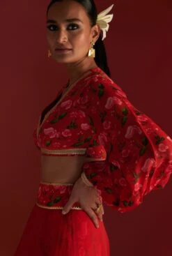 Rain Lily Red Layered Skirt Set -Incasee Ceantral maw234084