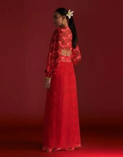 Rain Lily Red Layered Skirt Set -Incasee Ceantral maw23408b