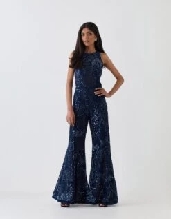 Blue Sea Coral Halter Jumpsuits