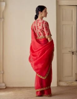 Red And Ivory Zaaya Yoke Blouse -Incasee Ceantral mimkgfw0082