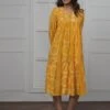 Mustard Circle Discharge Dress -Incasee Ceantral myo23011