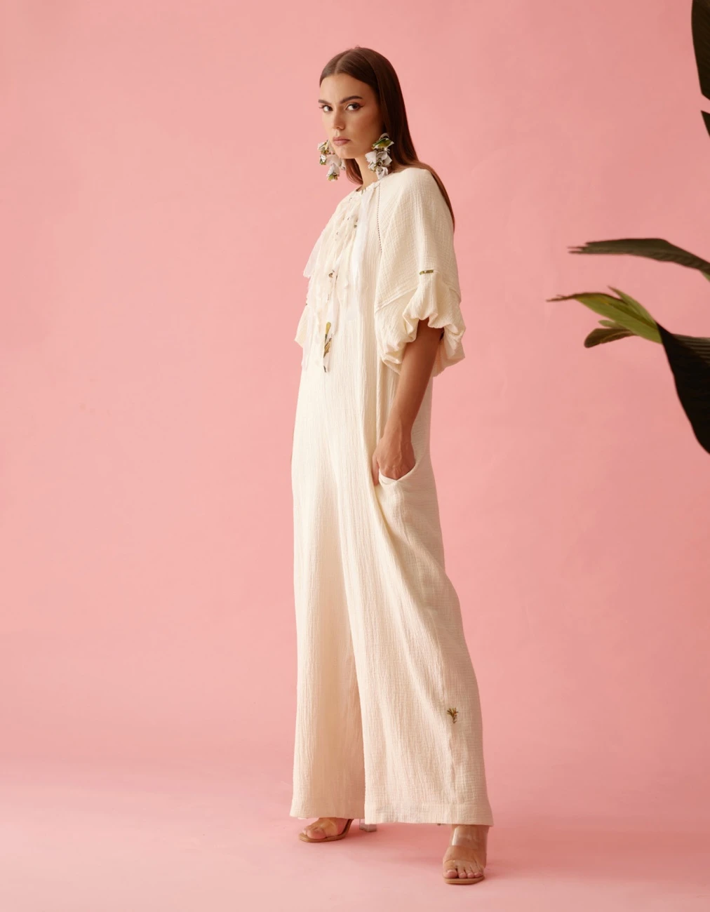 Cream Fringe Neckline Jumpsuit 4 Cream Fringe Neckline Jumpsuit - Image 2