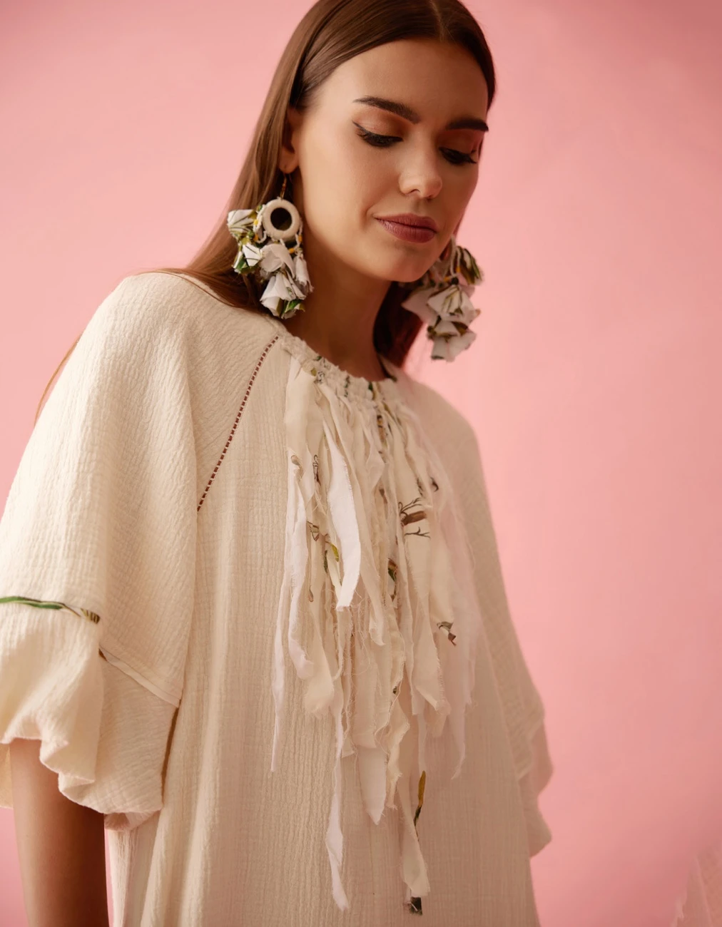 Cream Fringe Neckline Jumpsuit 5 Cream Fringe Neckline Jumpsuit - Image 3