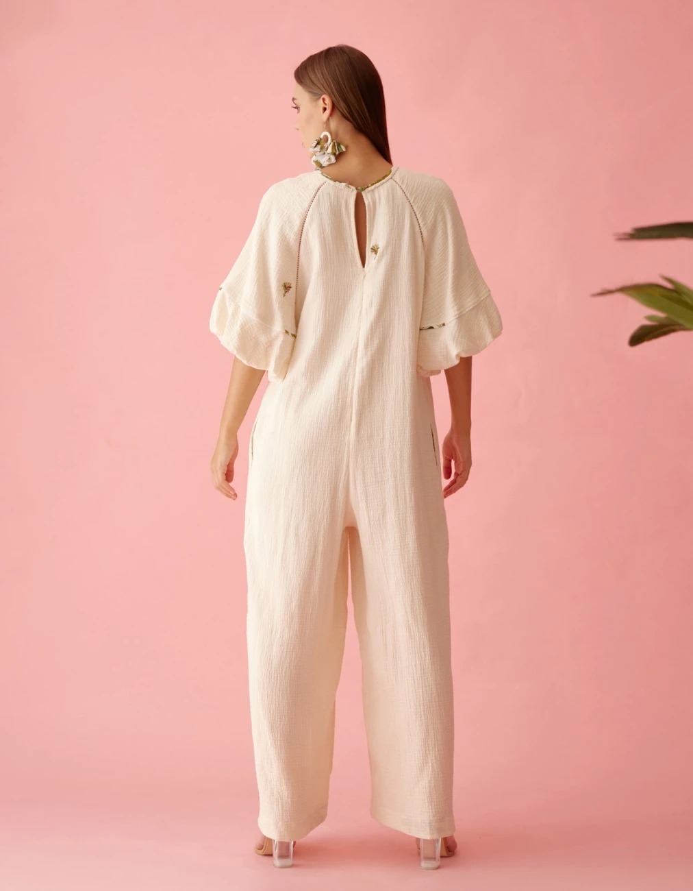 Cream Fringe Neckline Jumpsuit 7 Cream Fringe Neckline Jumpsuit - Image 5