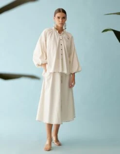 Cream Raglan Sleeves Shirt