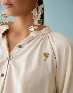 Cream Raglan Sleeves Shirt -Incasee Ceantral nkgoatop 04ss243