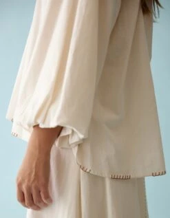 Cream Raglan Sleeves Shirt -Incasee Ceantral nkgoatop 04ss244