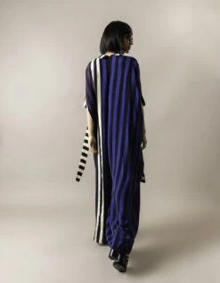 Cobalt Stripes Print On Crepe Kaftan Jumpsuit -Incasee Ceantral nkrs2434cbl4