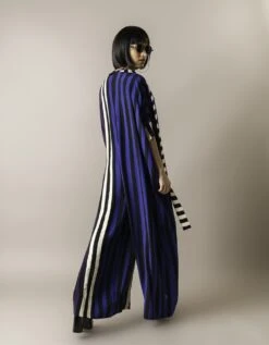 Cobalt Stripes Print On Crepe Kaftan Jumpsuit -Incasee Ceantral nkrs2434cblb