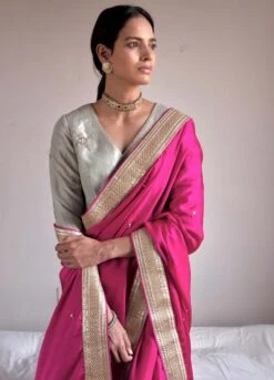 Pale Blue Nina Blouse In Handloom Tissue