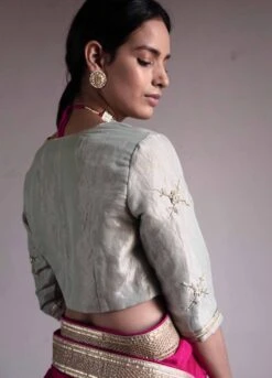 Pale Blue Nina Blouse In Handloom Tissue 9 Pale Blue Nina Blouse In Handloom Tissue -Incasee Ceantral nnablsplblutsuskkrb