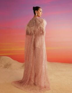 Salmon Pink María Cape & Jumpsuit -Incasee Ceantral nss5585b