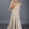 Beige Hand Embroidered Circular Cape With Lehenga Skirt -Incasee Ceantral omiwkb22391