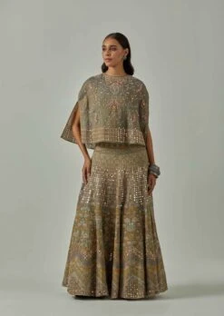 Greying Green Cape With Skirt