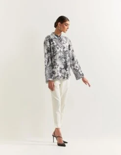 Black Shirt And White Shirt In Crepe -Incasee Ceantral omwshtflr013