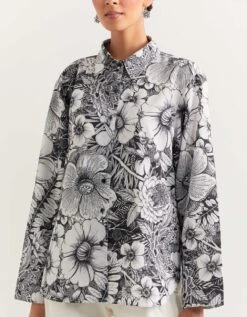 Black Shirt And White Shirt In Crepe -Incasee Ceantral omwshtflr014