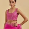 Hot Pink Metallic Embroidery Sleeveless Blouse -Incasee Ceantral ontb8hotpink1