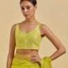 Mustard Metallic Embroidery Sleeveless Blouse -Incasee Ceantral ontb8mustard1
