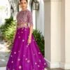 Purple Embroidered Top And Skirt -Incasee Ceantral osl5591