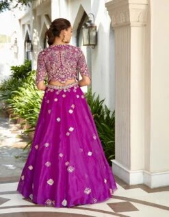 Purple Embroidered Top And Skirt -Incasee Ceantral osl559b