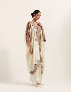 Ivory Cape And A Draped Skirt Set With Embroidery 9 Ivory Cape And A Draped Skirt Set With Embroidery -Incasee Ceantral paplw4325bom55341m3
