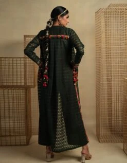 Phulvari Mehendi Jumpsuit With Embroidered Organza Jacket And Belt -Incasee Ceantral pkkhasbagh001b