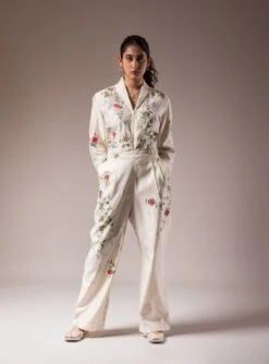 Ivory Silk Chanderi Jumpsuit