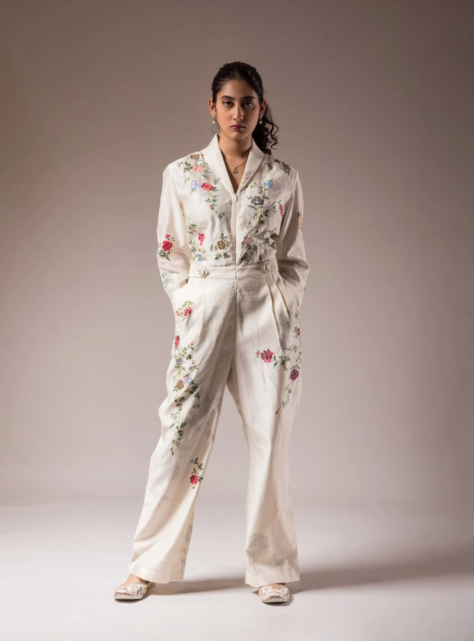 Ivory Silk Chanderi Jumpsuit 3 Ivory Silk Chanderi Jumpsuit
