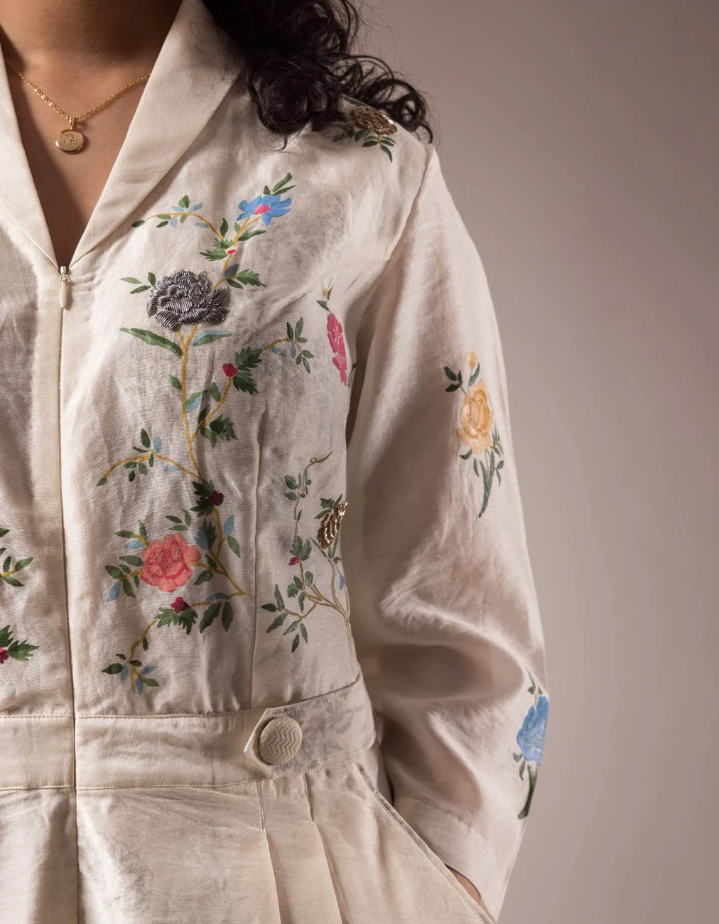 Ivory Silk Chanderi Jumpsuit 4 Ivory Silk Chanderi Jumpsuit - Image 2