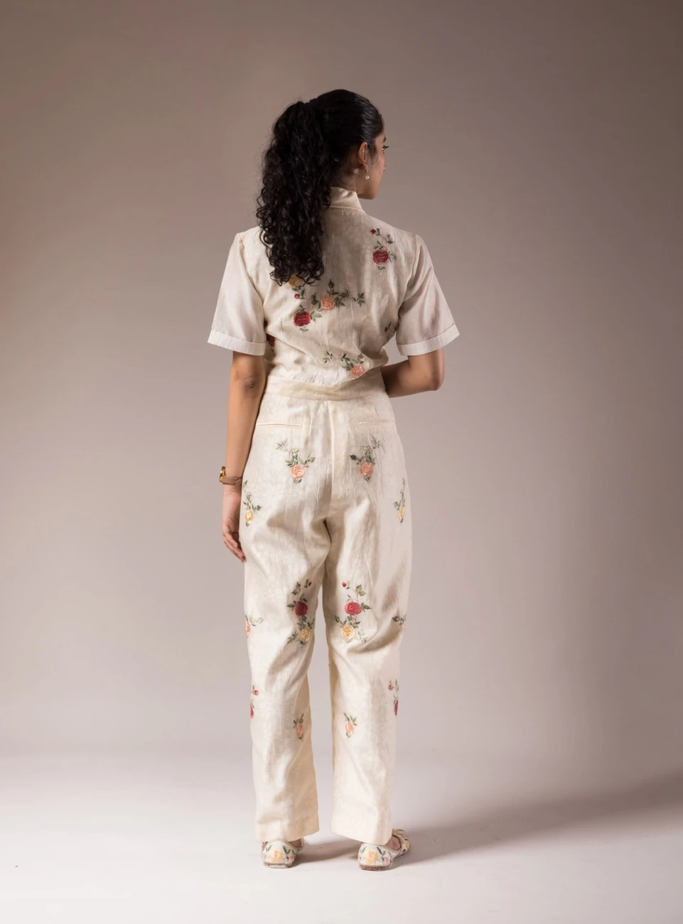 Ivory Silk Chanderi Jumpsuit 5 Ivory Silk Chanderi Jumpsuit - Image 3