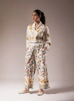 Full Handpainted Jumpsuit On Ivory Silk Chanderi -Incasee Ceantral ppss2524232