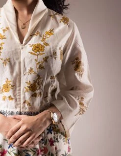 Full Handpainted Jumpsuit On Ivory Silk Chanderi -Incasee Ceantral ppss252423b