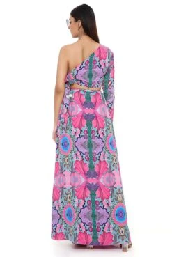 Pink Enchanted Print Crepe Embroidered Side Tie-Up Choli With Skirt 13 Pink Enchanted Print Crepe Embroidered Side Tie-Up Choli With Skirt -Incasee Ceantral pscs0036bb