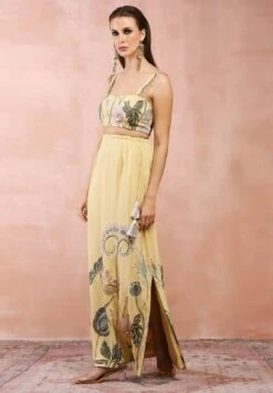 Yellow Niloufar Print Embroidered Choli With Skirt -Incasee Ceantral pscs0070a3