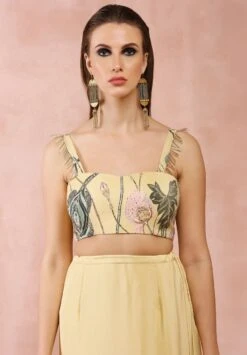 Yellow Niloufar Print Embroidered Choli With Skirt -Incasee Ceantral pscs0070a4