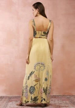 Yellow Niloufar Print Embroidered Choli With Skirt -Incasee Ceantral pscs0070ab