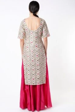 Stone Silk Circle Embroidered Kurta With Hot Pink Silkmul Skirt With Hot Pink Georgette Dupatta -Incasee Ceantral psst1342b