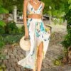 Luna Off White Ikat Splash Print Crepe Top With Front Slit Gathered Skirt 1 Luna Off White Ikat Splash Print Crepe Top With Front Slit Gathered Skirt -Incasee Ceantral psts00301 1