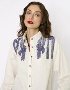 The Embroidered Knots On Shoulder Classic Shirt  -Incasee Ceantral rarasss2023743