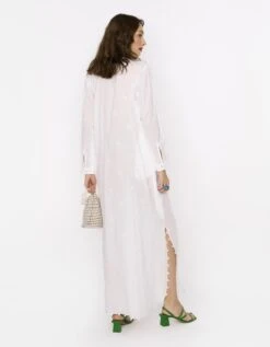 The Scalloped Column Dress W Hand Embroidered Palm On Pleated Yoke -Incasee Ceantral rarasss202382b
