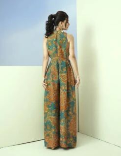 Blue Printed Tissue Jumpsuit -Incasee Ceantral rh027bb