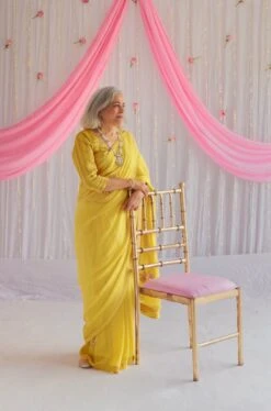 Blouse In Yellow Tissue Stripes Chanderi