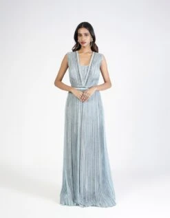 Dusky Blue Pleated Jumpsuit