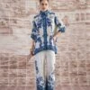 Blue And White Portugal Maizah Crop Shirt -Incasee Ceantral rr264481