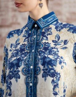 Blue And White Portugal Maizah Crop Shirt -Incasee Ceantral rr264485