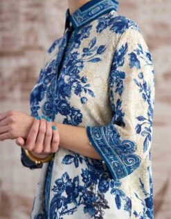 Blue And White Portugal Maizah Crop Shirt -Incasee Ceantral rr264486