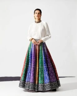 Ivory With Multi Bindiya Leela Top And Skirt -Incasee Ceantral rr504483