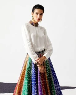 Ivory With Multi Bindiya Leela Top And Skirt -Incasee Ceantral rr504484