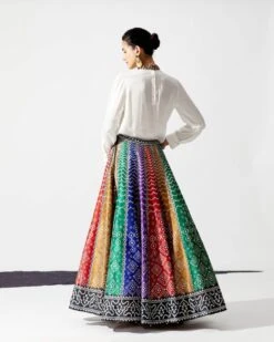 Ivory With Multi Bindiya Leela Top And Skirt -Incasee Ceantral rr504485