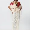 Ivory Silk Draped Assymetric Skirt With Zipper Detailing -Incasee Ceantral s3023pr1